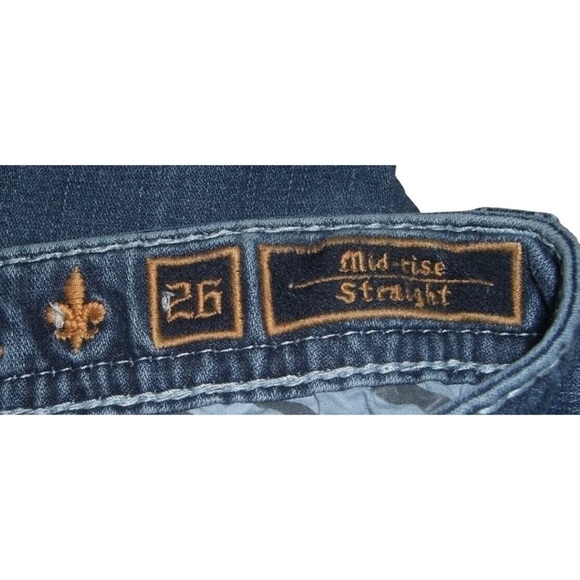 Rock Revival Sukara Straight Leg Metallic Embroidered Bling Buckle Short Length - Picture 9 of 13